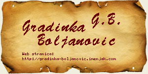 Gradinka Boljanović vizit kartica